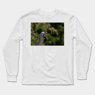 Belted Kingfisher with fish Long Sleeve T-Shirt